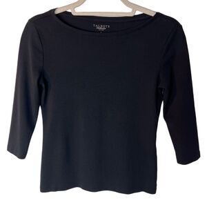 Talbots Petites 3/4 Sleeve Top Black Size Petite P